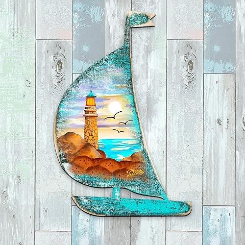Miniatura 5 de Lighthouse Scenic Boat Scenic Wooden Decorative Door Hanger, Wall Decor Coastal art by G.DeBrekht 8198524H - Designocracy