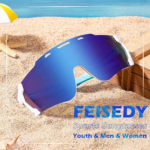 Miniatura 8 de FEISEDY Ciclismo Deportes Gafas de sol Wraparound Lente Magnética Ajustable Piernas Visera Hombres Mujeres Juventud Escudo B0028