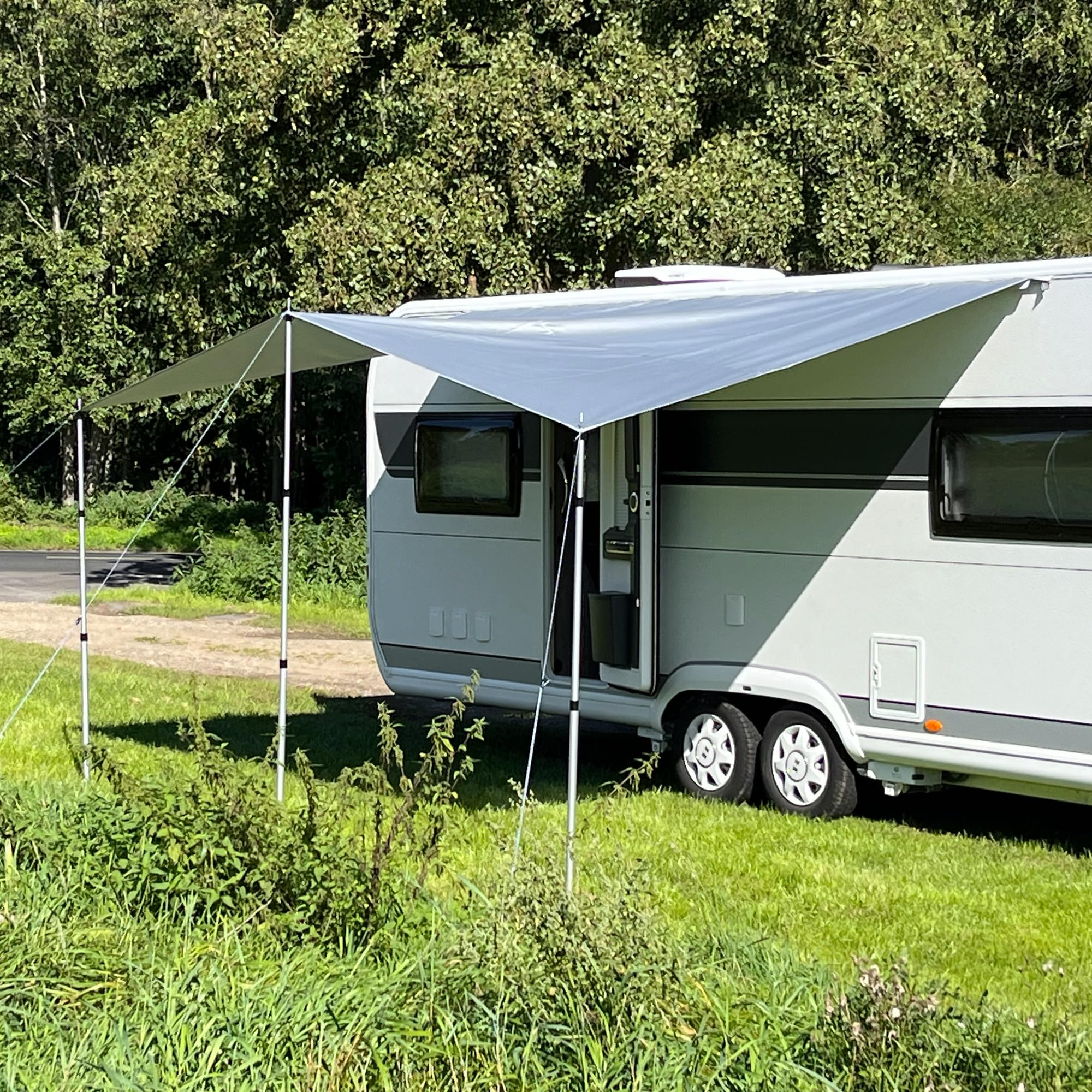 your GEAR Plandeka termiczna do przyczep kempingowych 435 x 250 cm – żagiel przeciwsłoneczny do przyczepy kempingowej UV 80+, odblaskowa, nieprzepuszczająca światła, wodoszczelna