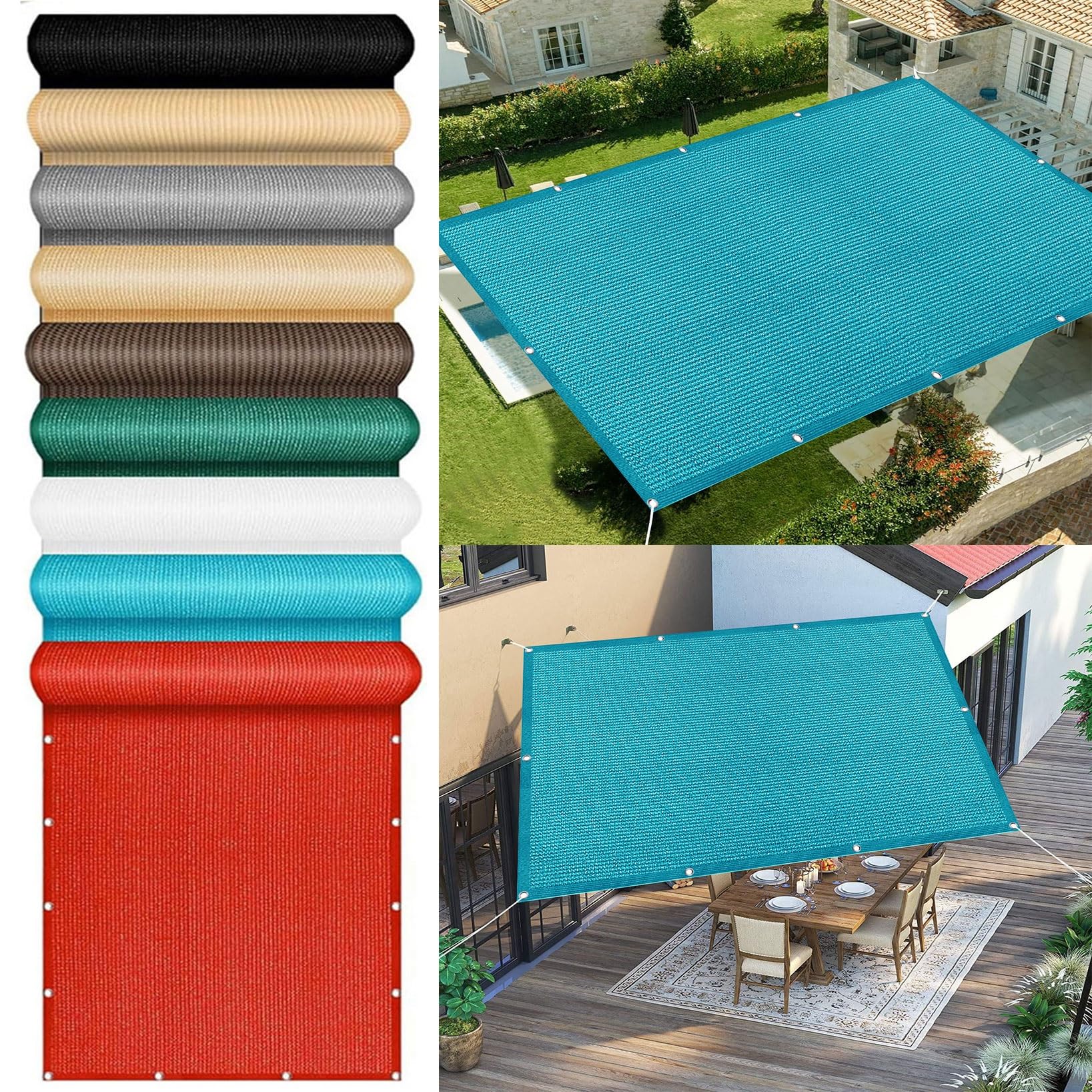 Voile d'ombrage bleu ciel pour pergola terrasse et protection des fleurs