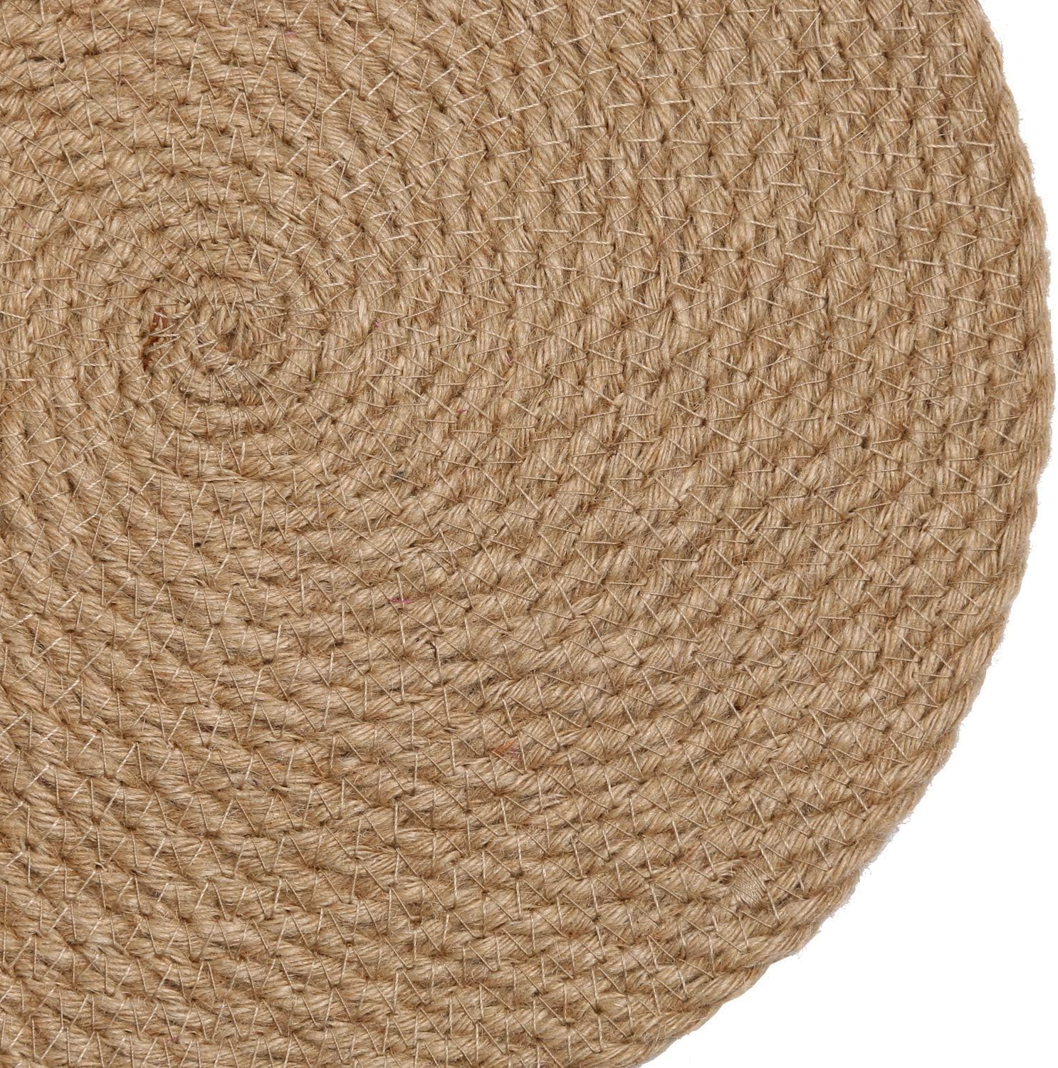 Round Woven Placemats Set of 4 Braided Placemats Washable Natural Jute Round Table Mats 14 inches Brown