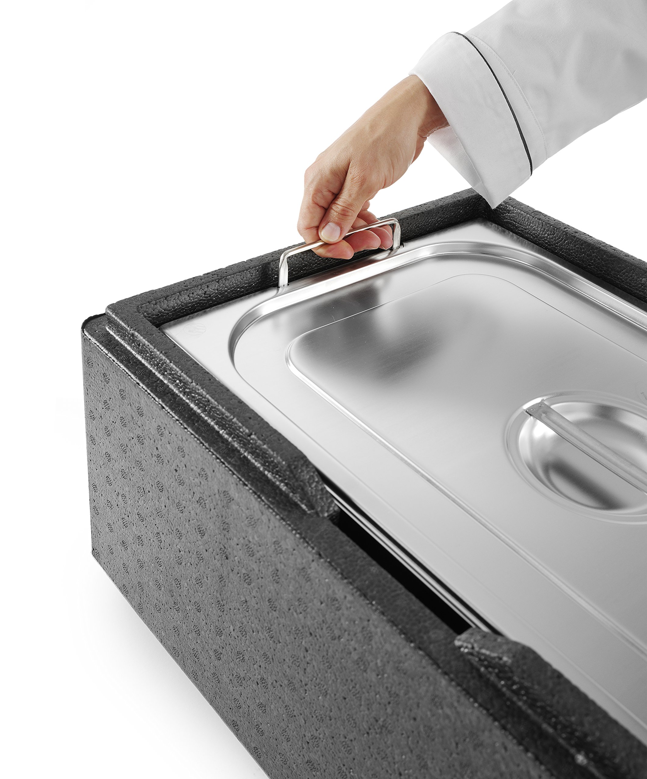 HENDI Recipiente GN 1/1 con Asas, de Acero Inoxidable, Resistente -40° a 300°C, Contenedor apto para Hornos, Congeladores, Baño María y Calientaplatos, 14 L, 530x325x(H)100mm