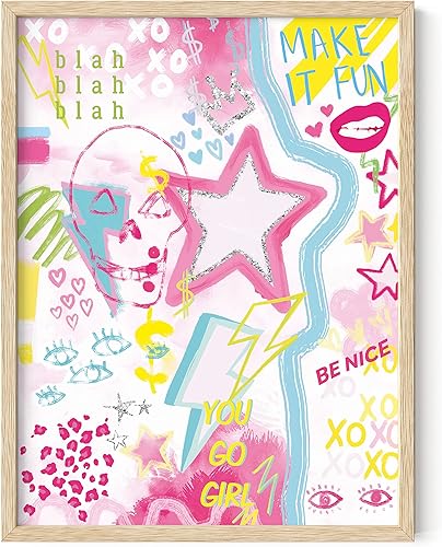 HAUS AND HUES Preppy - Póster estético para decoración de pared, cuadros rosados, decoración de pared para dormitorio, bonita decoración de