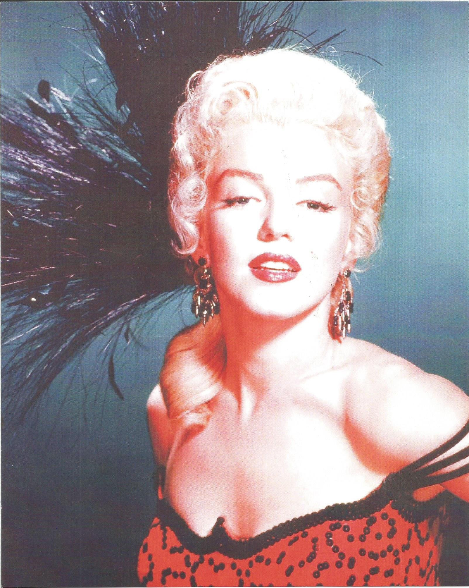 Marilyn Monroe feathers in hair Off the shoulder red dress - 8x10 Photo 004  at Amazon's Entertainment Collectibles Store