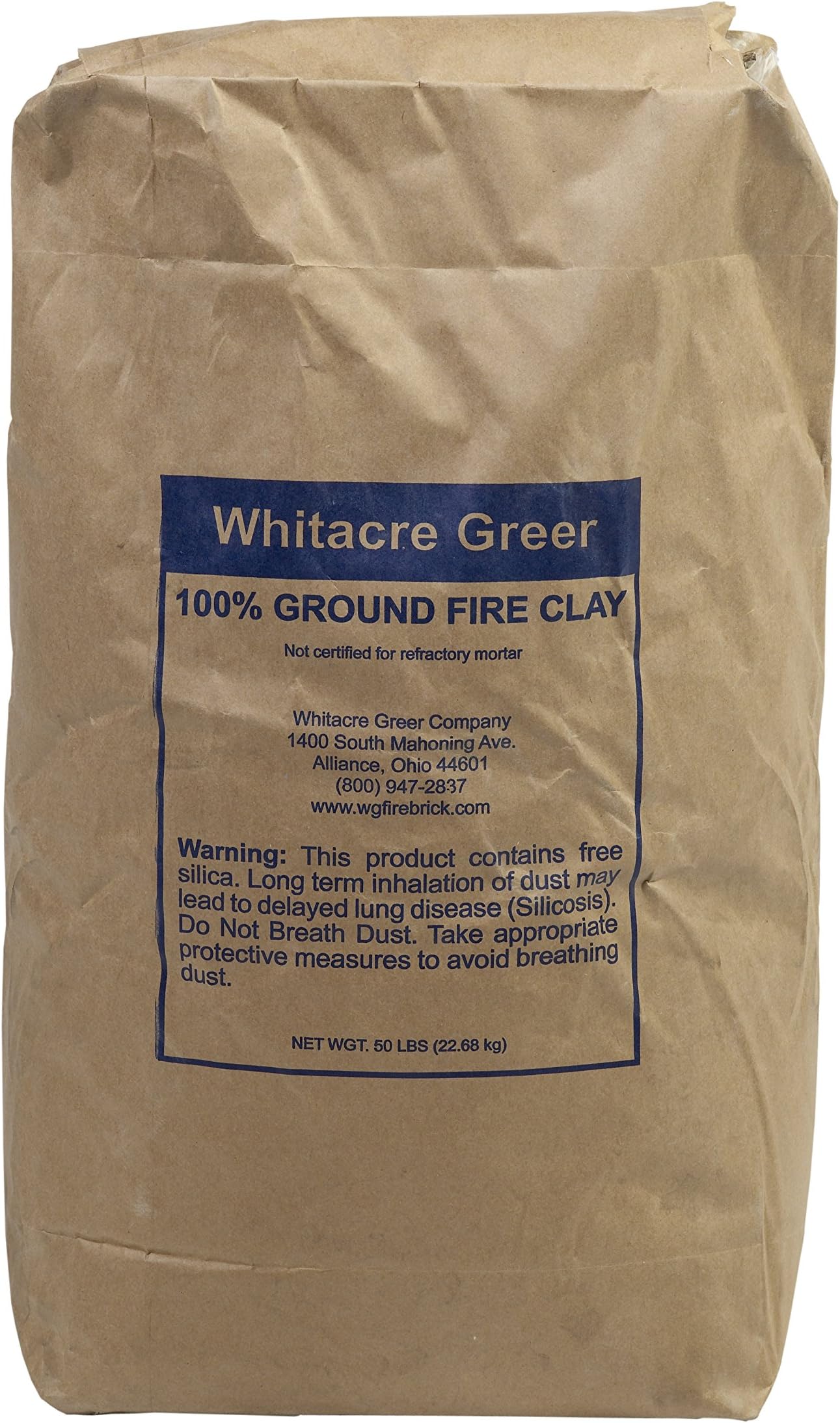 Mutual Industries Fire Clay, 50 lb. Bag, Resistant to hot temperatures, Lining Furnaces, Fire Brick