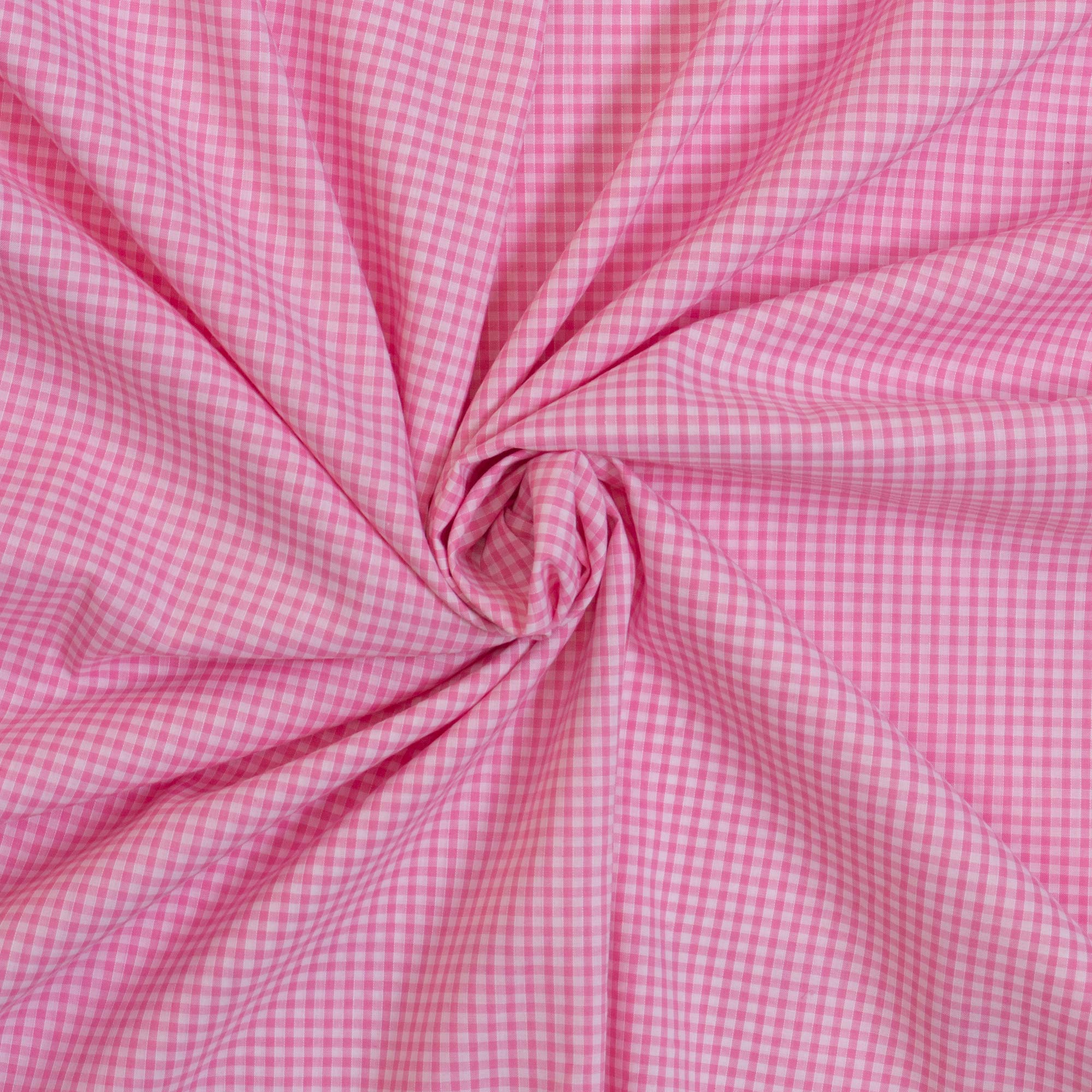 Discount Fabrics Ltd Pink Gingham Polycotton Fabric By The Meter 1/8 Inch Check 114Cm 45 Inch Wide