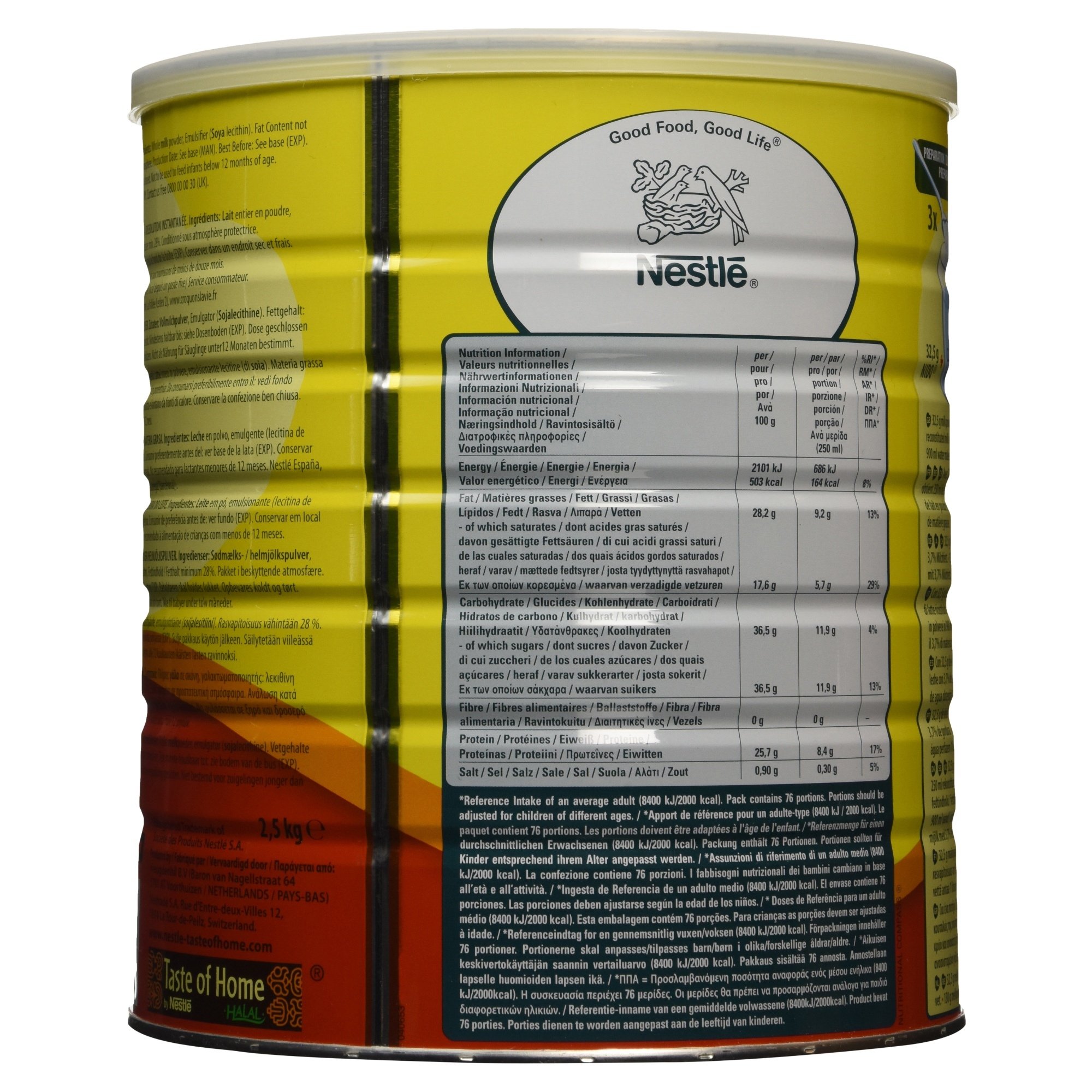 Nido Leche en polvo de crema instantánea, 2,5 kg