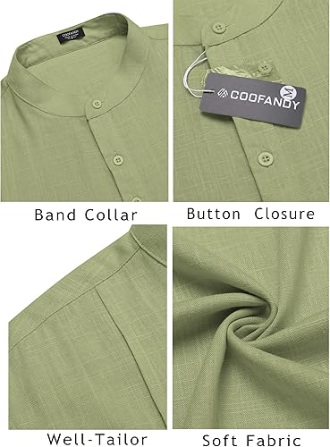Miniatura 6 de COOFANDY - Camisetas Henley de manga corta para hombre, con botones, estilo casual, cuello de banda, camiseta de verano, playera hippie para la playa