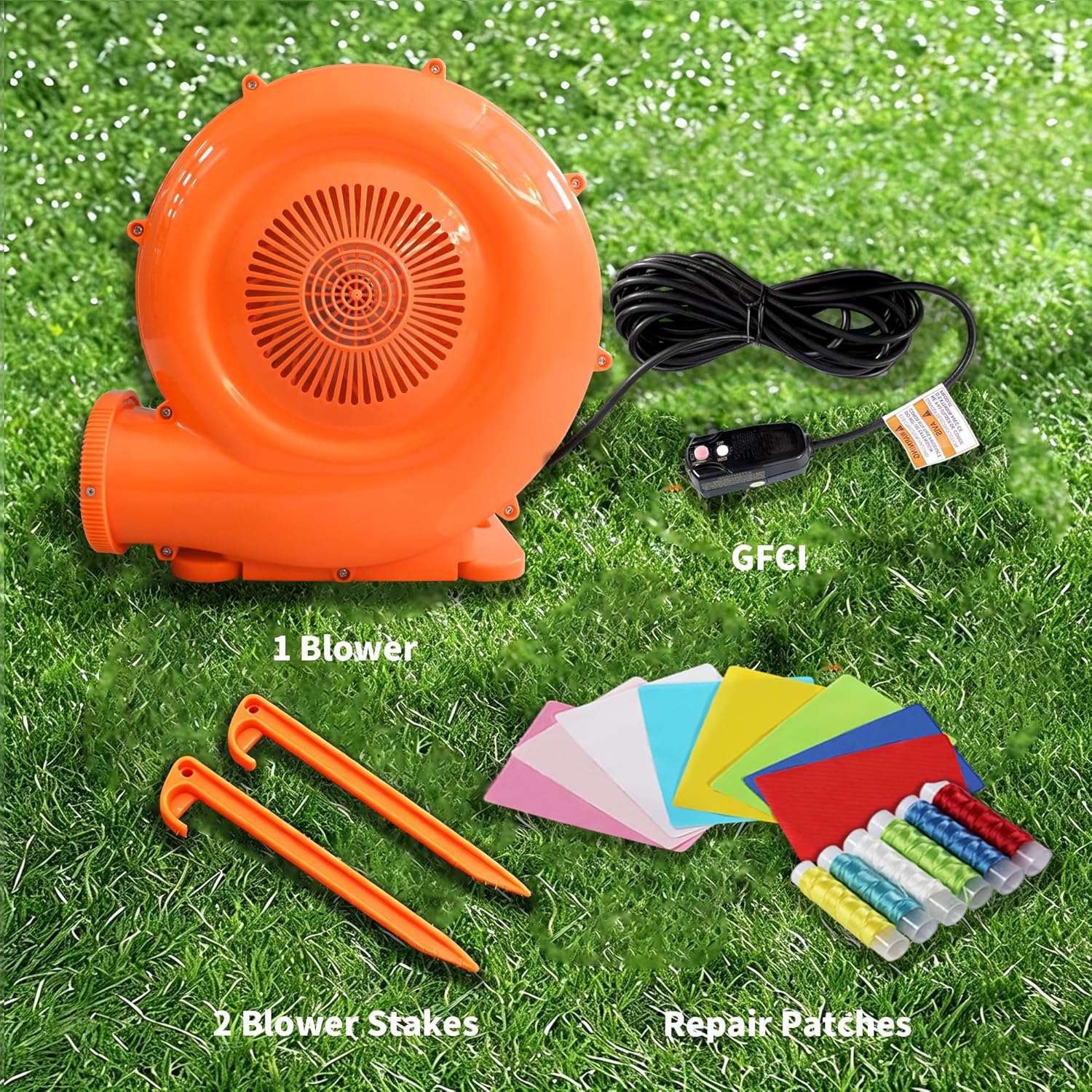 Air Blower for Bounce House, 850W with GFCI Plug, 25FT Long Power Cord, Waterproof Switch Cover, High Efficiency Inflatable Blower for Bouncy Castle, Water Slides, Outdoor Inflatables