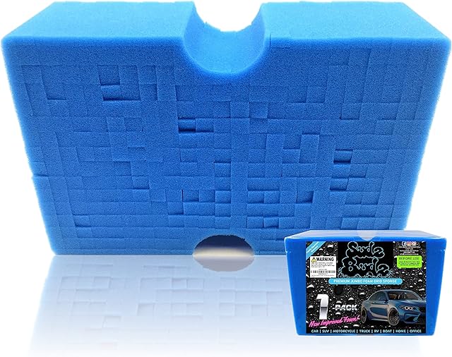 Sudz Budz Premium Jumbo Foam Grid Car Wash Sponge 1pc | Anti-Marring Sponge for Soap and Rinseless Washing | Cross-Cut, Easy Grip, Large Sponge | Durable, Soft, Scratch-Free Car Cleaning and Detailing