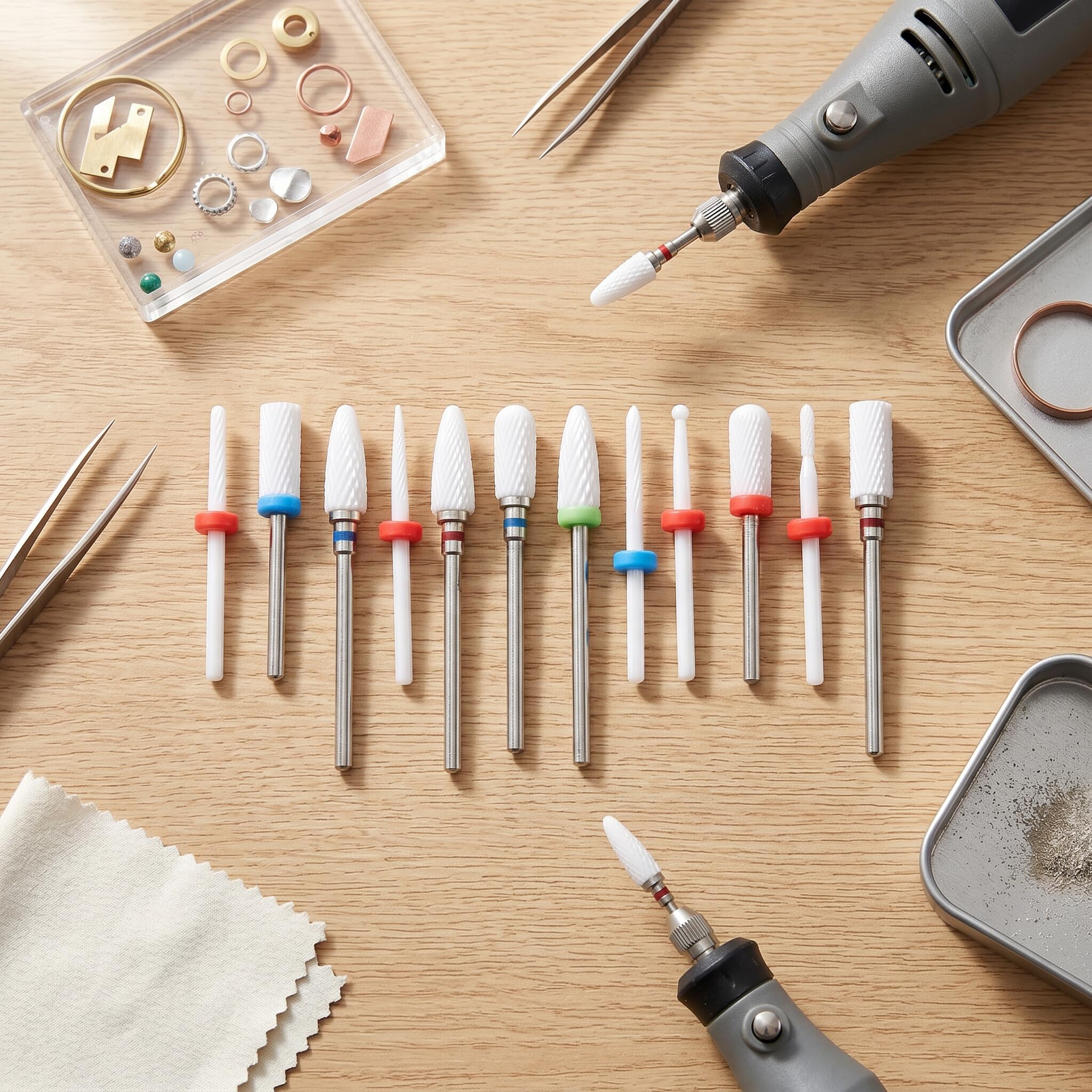 Fafeicy Set di Punte per Trapano per Unghie in Ceramica, 12 Pezzi per Fresa per Fresa in Ceramica per Trapano Elettrico per Rimuovere le Unghie in Gel Acrilico per Cuticole Manicure Pedicure, Testa