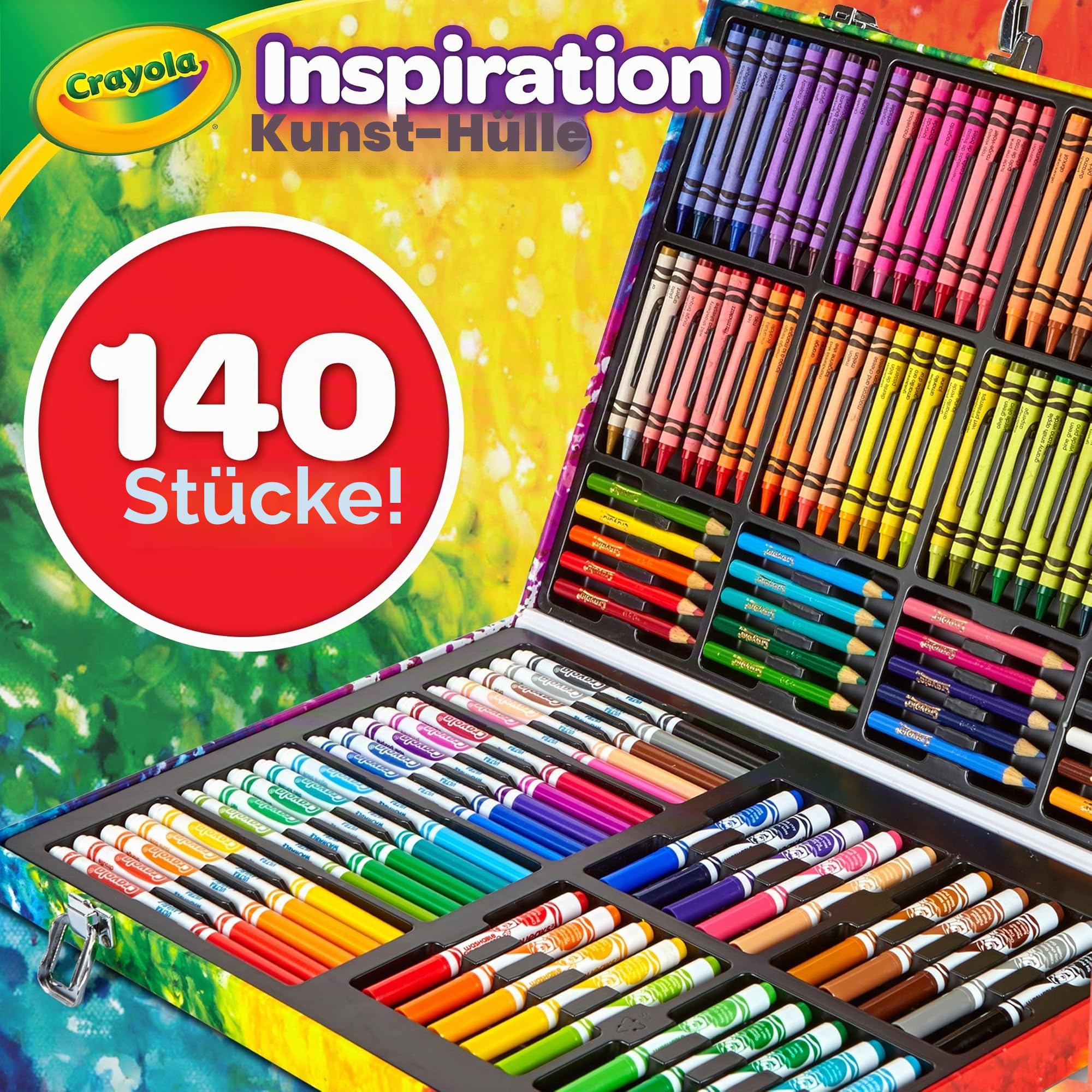 CRAYOLA Malkoffer Für Kinder Mit Buntstiften, Filzstiften Und Wachsmalkreiden, 140-teiliges Malset Für Kinder, Farbstifte Set Zum Malen, Schreiben Und Zeichnen, Malstifte Ab 3 Jahre, 04-2532