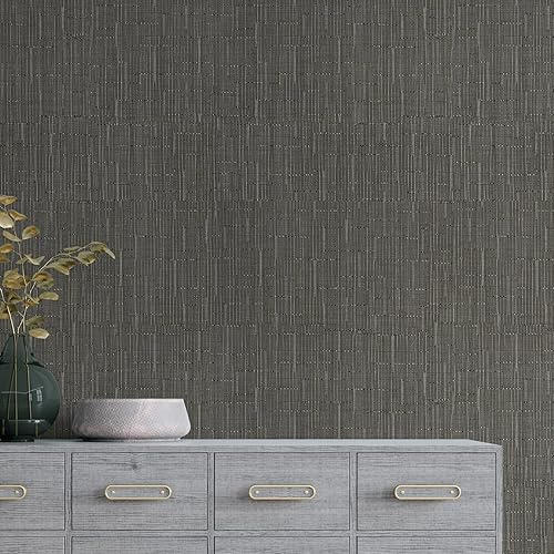 CHIHUT Papel tapiz de color gris para despegar y pegar de 17.7 x 100 pulgadas, papel de contacto de lino texturizado de lino gris para sala de
