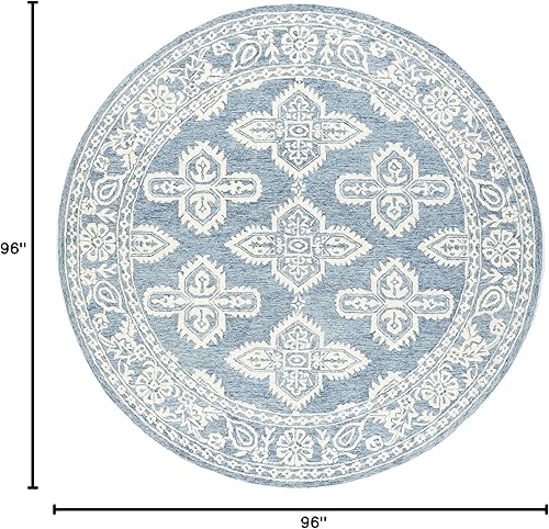 Miniatura 3 de MarkDay - Alfombras redondas de 8 pies estilo bohemio gris medio global alfombra gris y beige para sala de estar dormitorio o cocina redondo de 8