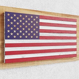 AquaChase American Flag Wall Decor, 17"x9" Patriotic Wooden Art Decoration for Home & Office, Handmade Solid Wood Hanging Plaque Sign for Entryway, Mantel, Living Room, Porch, Front Door