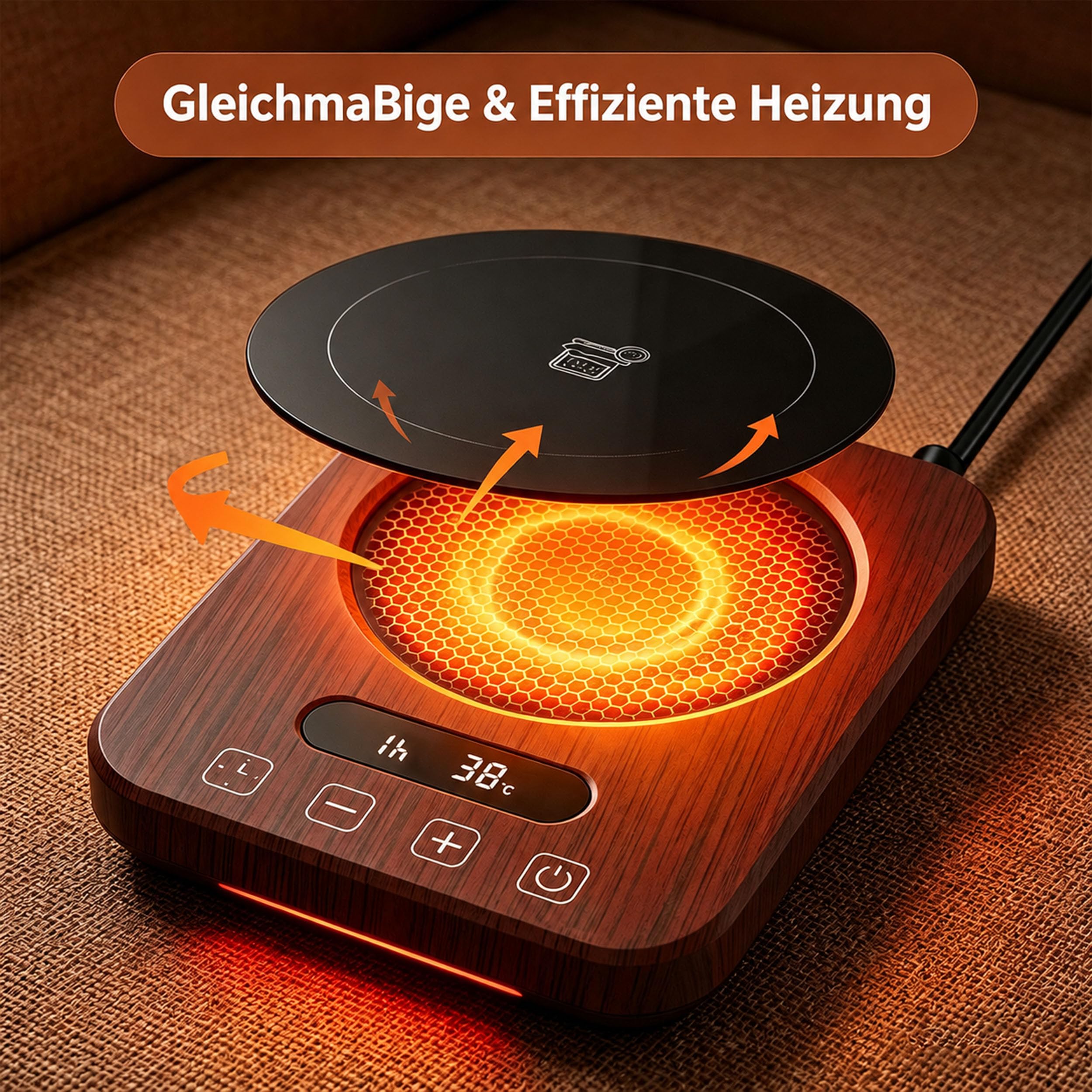 Sauerteig Starter Wärmer mit Thermostat | 21-38°C Präzise Wärmeplatte für Sauerteig-Anstellgut, Teig & Joghurt | 12H Timer, Speicherfunktion & EU-Stecker, 18W (Holzoptik)