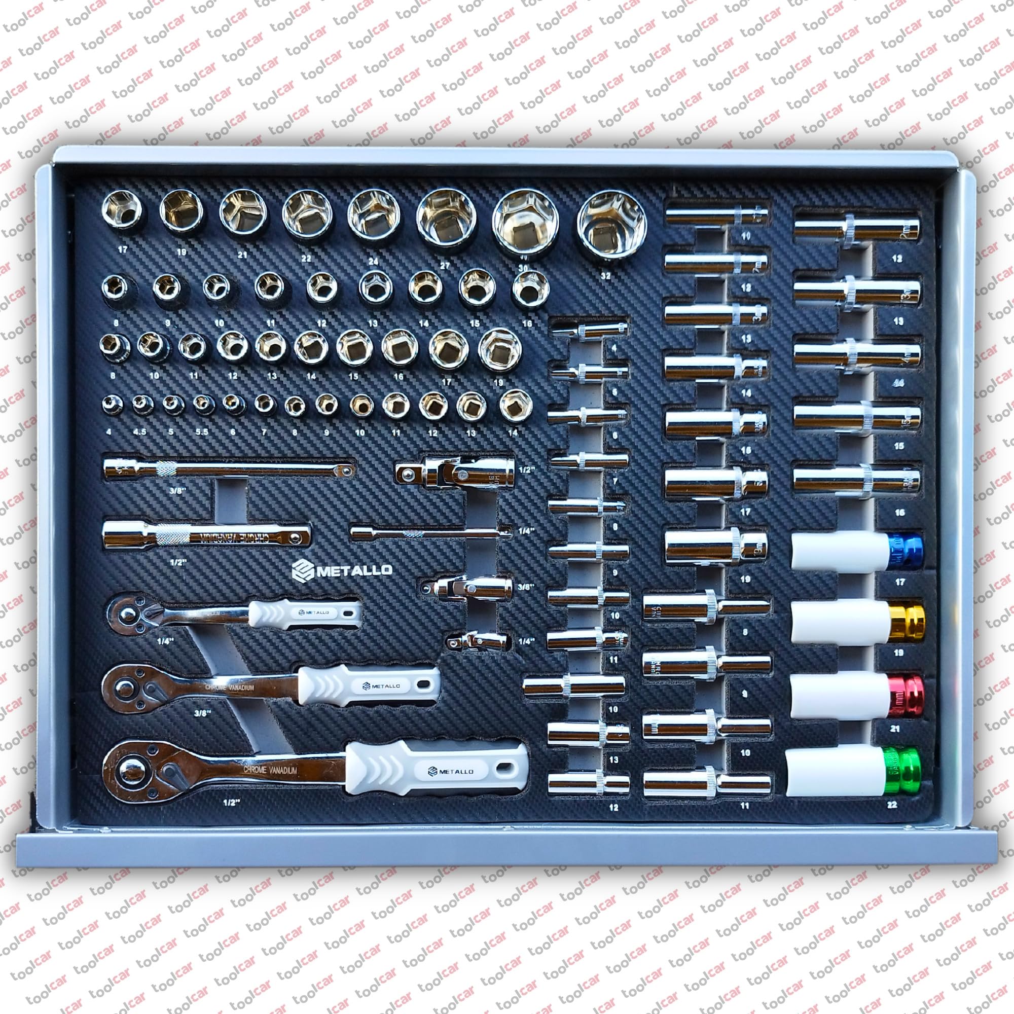 Metallo Servante d'atelier Chariot à outils Rempli d'outils à main