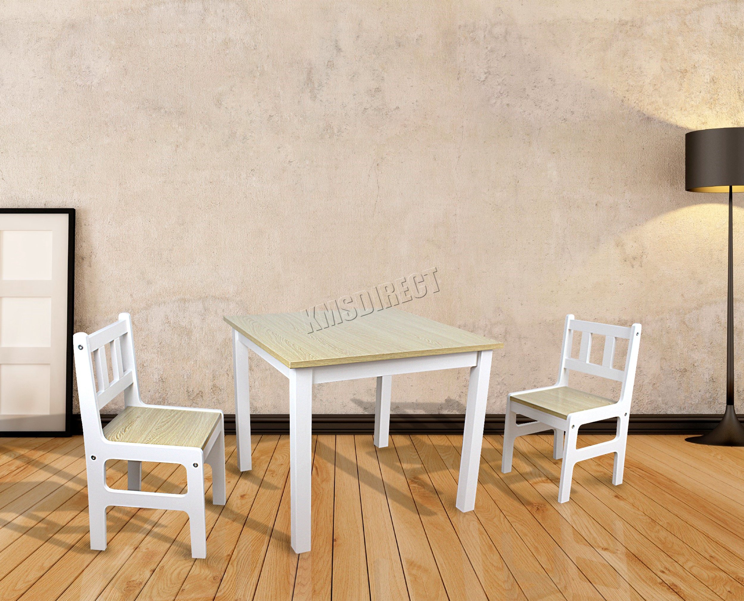 FoxHunter Children's Table & Chair Set | 2 Chairs Included | Kids Dining Table And Chair Child Bedroom Furniture Set | Painting Drawring Wooden Table | Toddler Study Area - KTS01