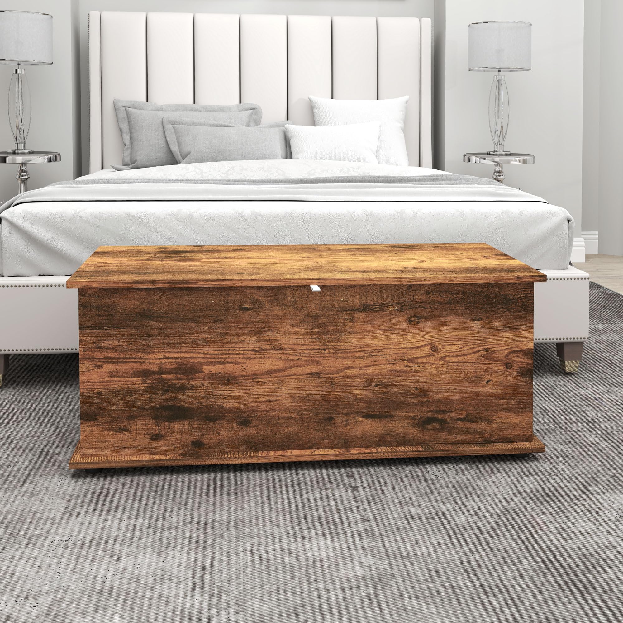 HOMCOM Banco de Almacenaje, Baúl Interior con Pies Antideslizantes, Capacidad 60 kg, Baúl Interior de Madera, para Dormitorio y Entrada, 100x40x40 cm, Marrón