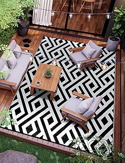 6x9 Outdoor Patio Rug with Carry Bag, Waterproof Outdoor Plastic Straw R...