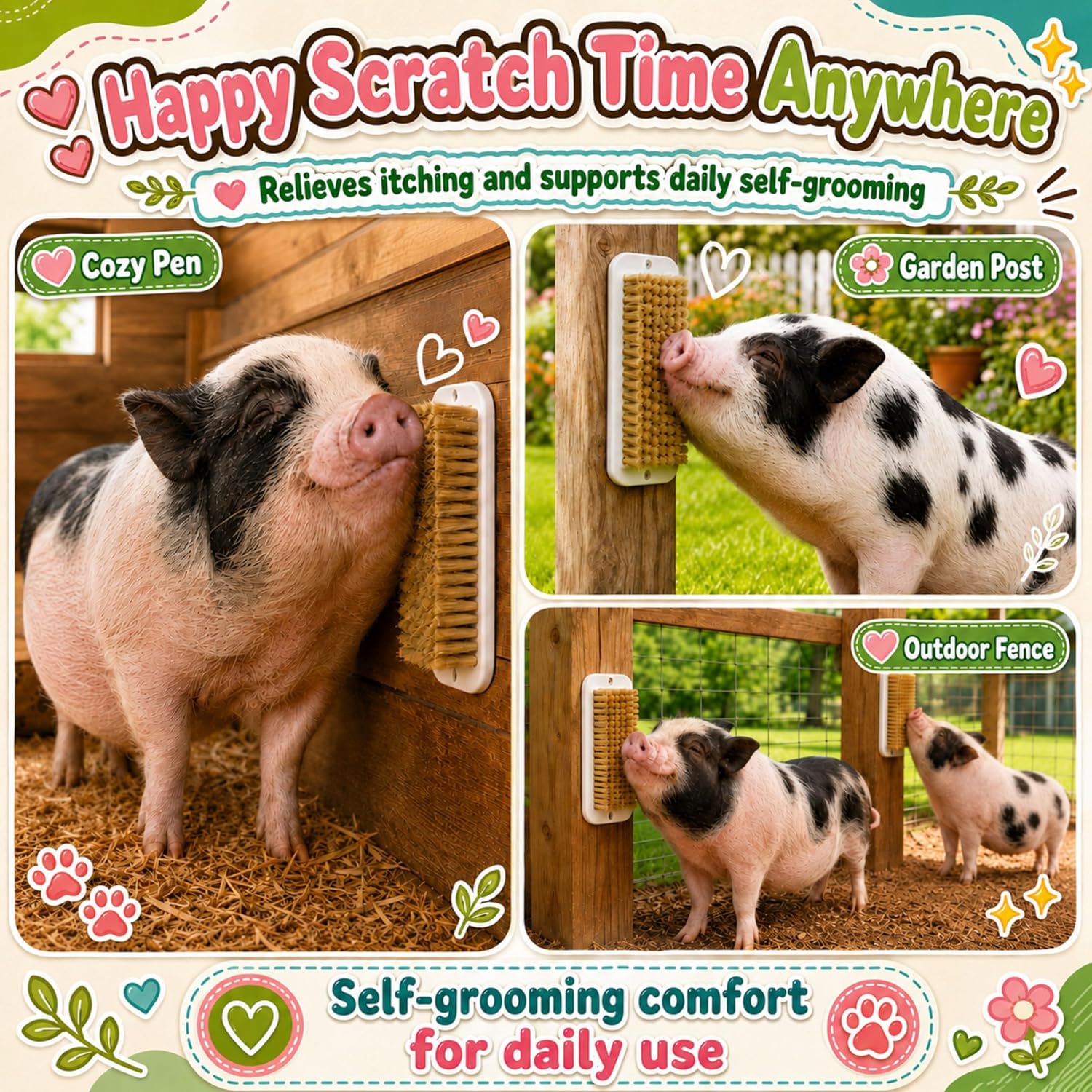 Pig Enrichment Foraging Mat Hair Brush, Pig Toys for Mini Pigs image 5