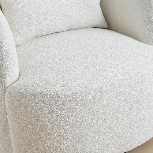 Miniatura 44 de KINWELL Juego de 2 sillas giratorias de barril Boucle de 34 pulgadas de ancho, sin montaje, sillones tapizados redondos, sillas decorativas, sofá