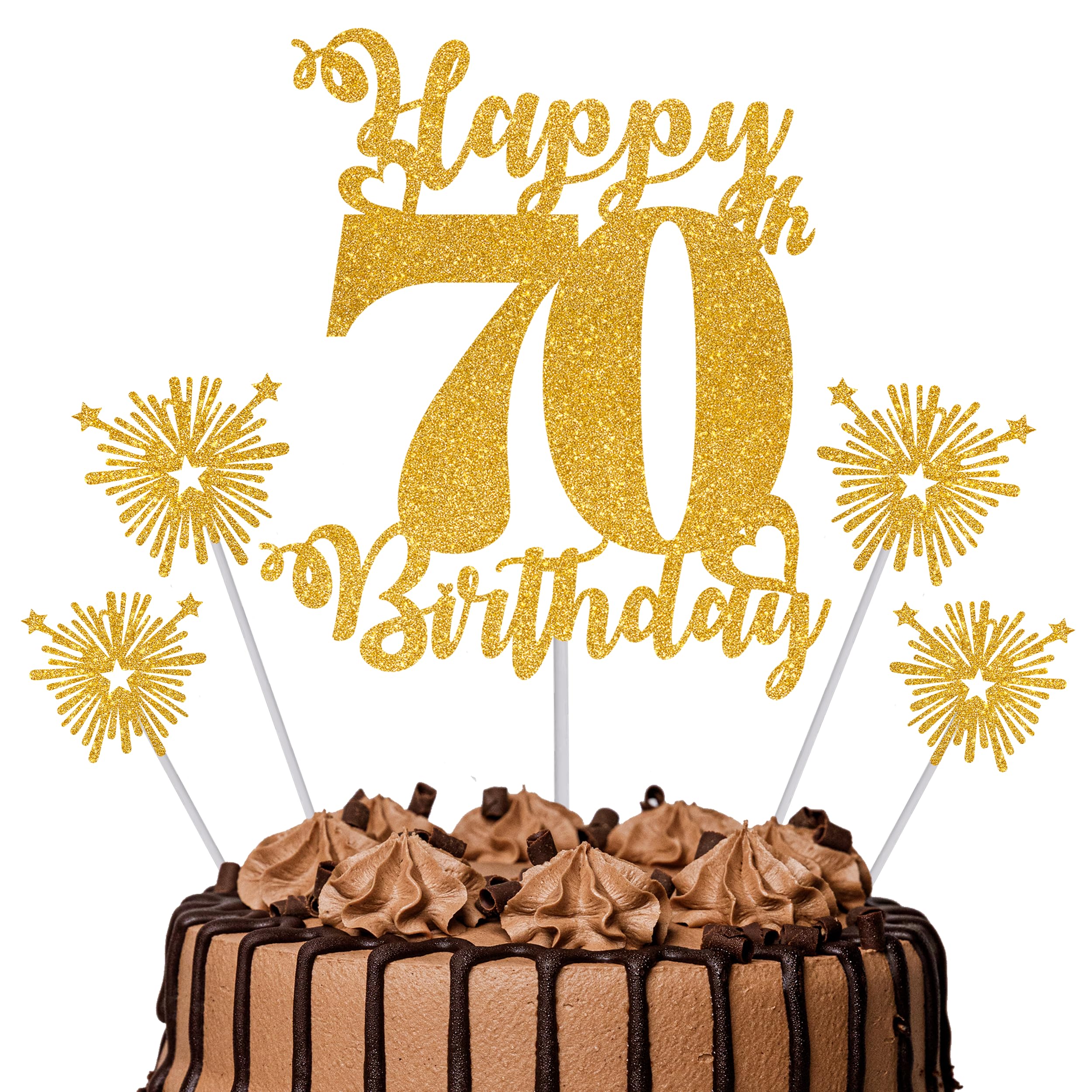 Gold Glitter 96th Birthday Cake Topper Set – 5 Piece Premium Glitter Birthday Decoration & Party Supplies for Men, Women & Kids – 96th Birthday — view 40