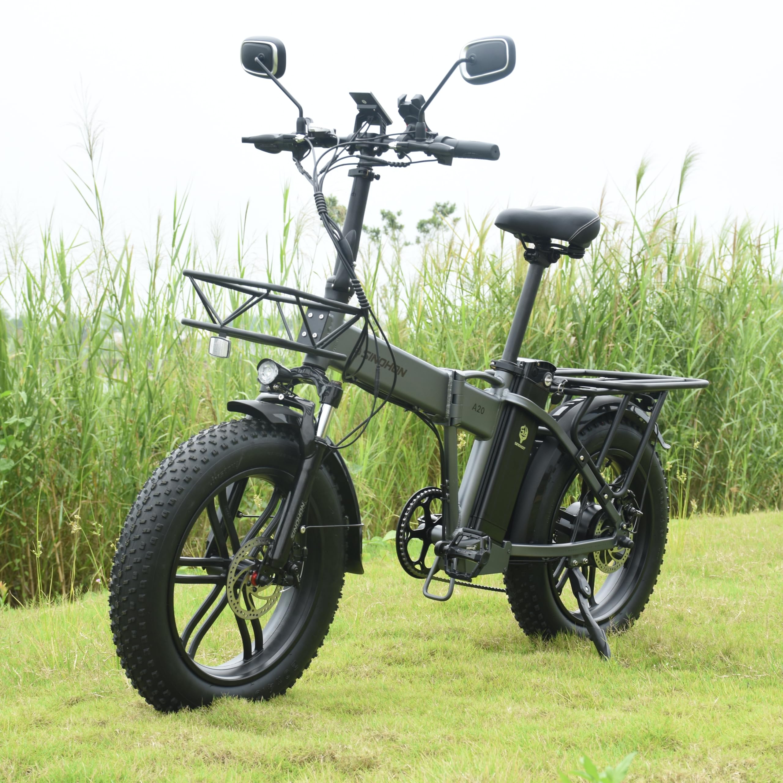A20 Bici Elettrica Pieghevole 250W | 20" × 4.0 Fat Tire E-Bike Adulto | Doppia Batteria: 48V 18AH | Fino a 100KM di Autonomia | Sospensione anteriore | 7 Velocità