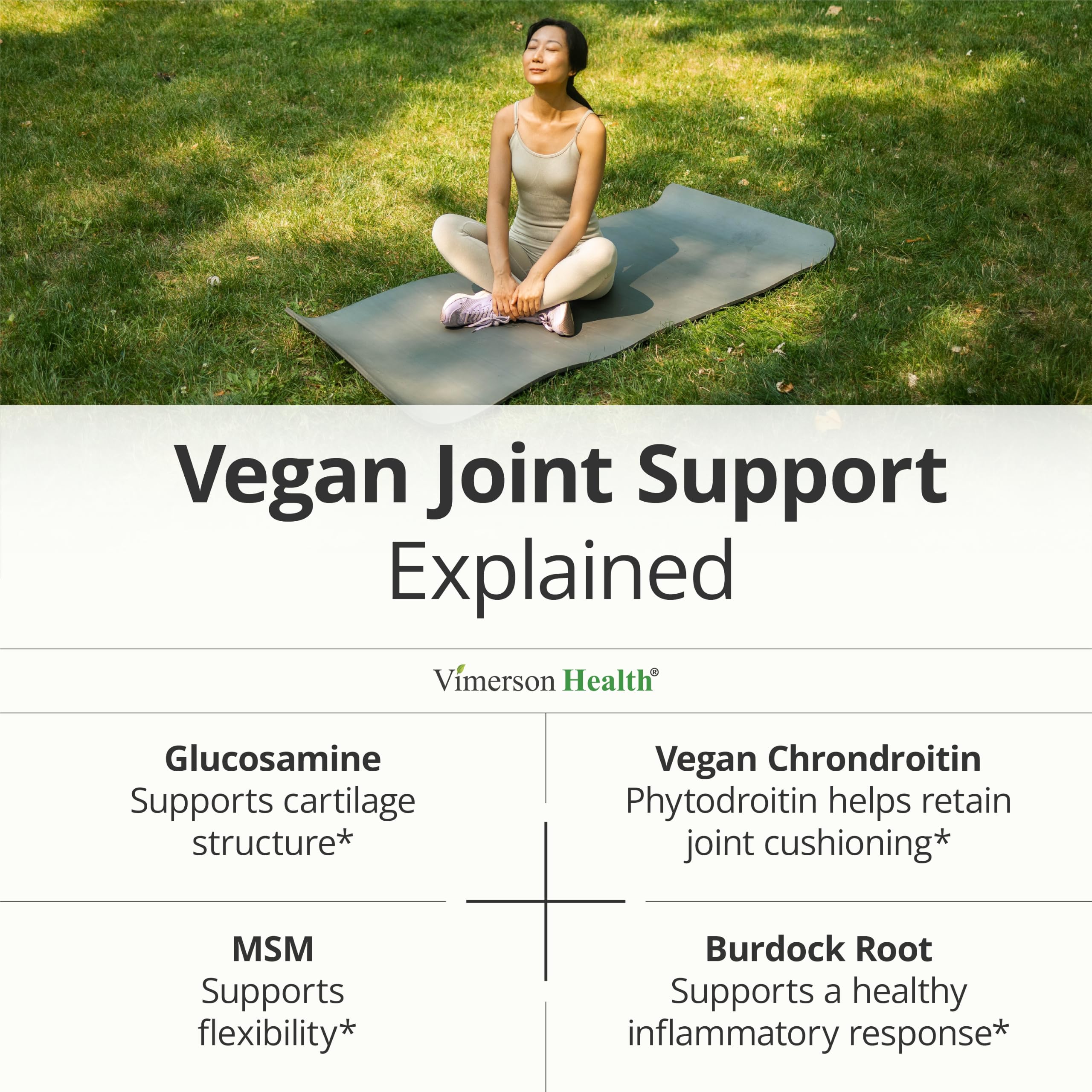 Vegan Glucosamine Chondroitin MSM Joint Supplements for Women & Men 180 Ct — Amazon image 3