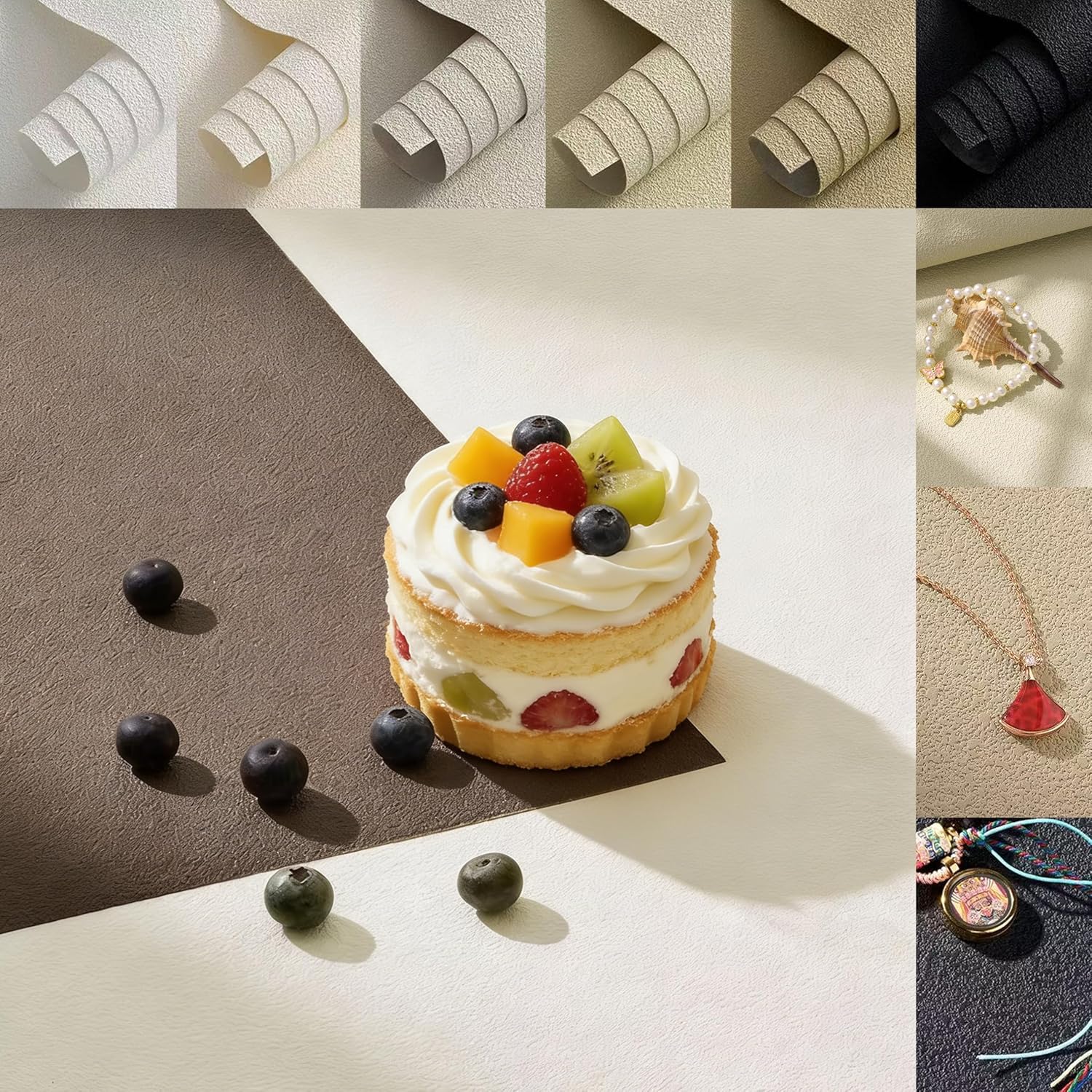 6PCS Non-Wrinkle Product Photography Backdrops, 3D Matte Texture Photo Backdrop Cloth, Flat Lay Seamless 28x21in Tabletop Backdrops for Food Jelwery Cosmetics
