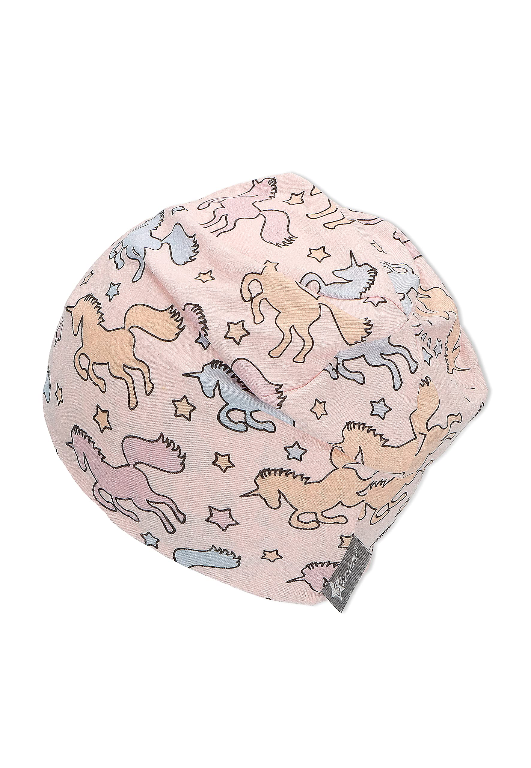 Sterntaler Dziewczęca czapka beanie z jednorożcem, Rosa, 49 cm