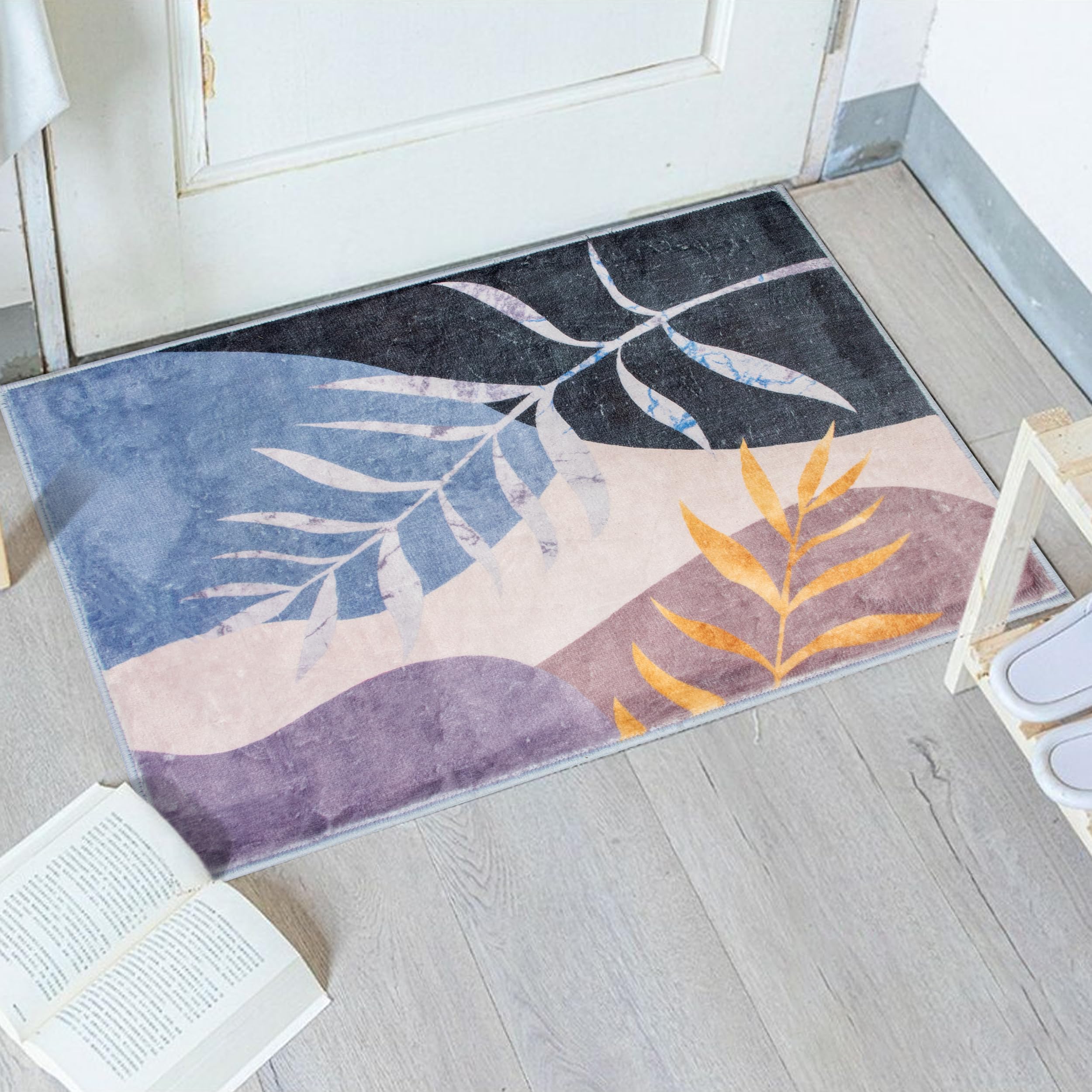 Alfombra 40x60cm con Base Antideslizante Pelo Corto Multiusos - Diseño Moderno Lavable para Cocina, Baño, Entrada y Salón