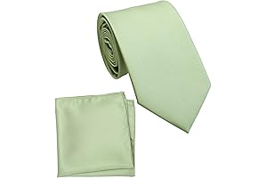 ZENXUS Men's Green Tie and Pocket Square: Elevate Your Style Effortlessly