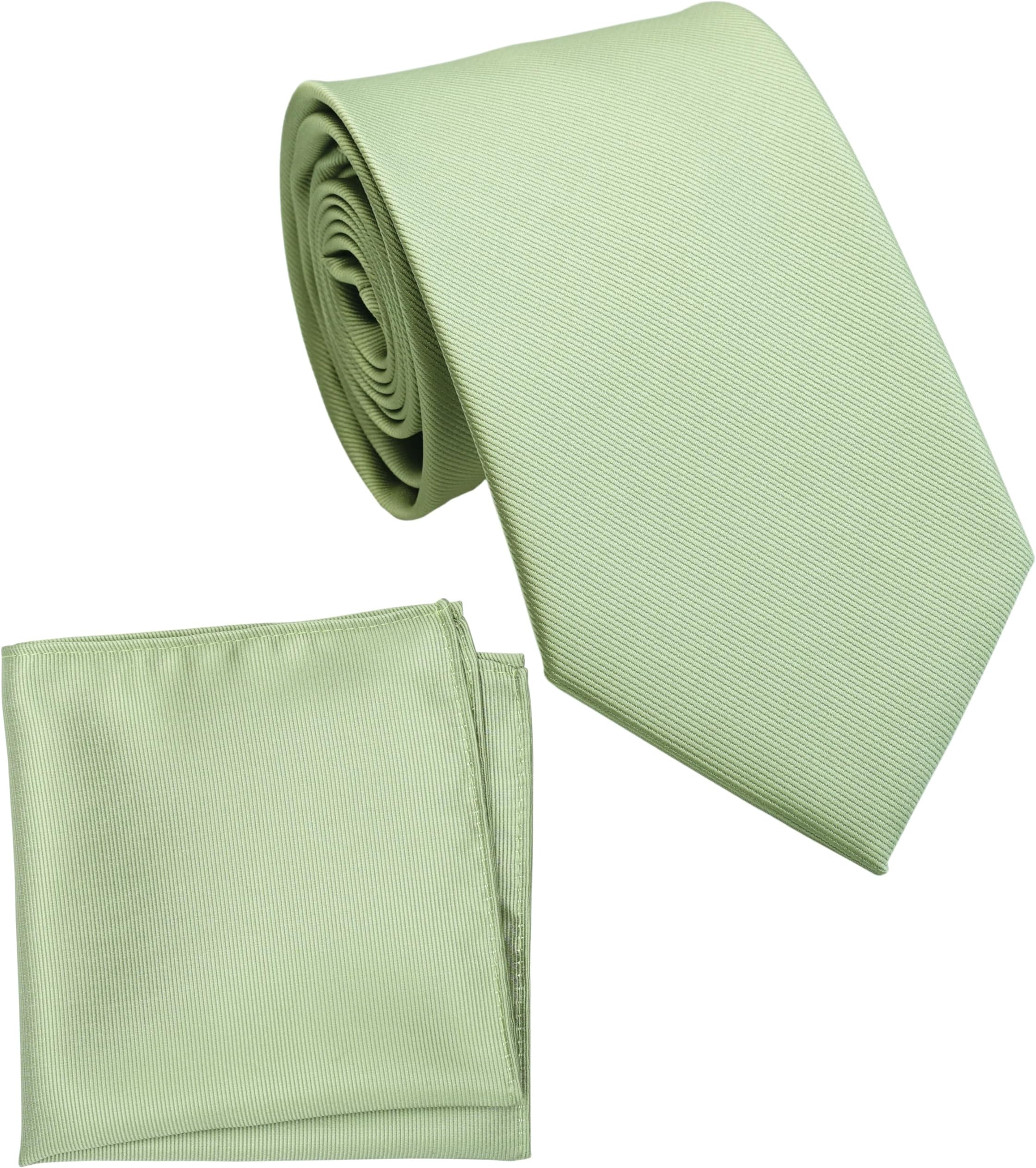 Regular Tie and Pocket Square for Men, Solid Color Necktie Set, 3.2 inch Standard Width