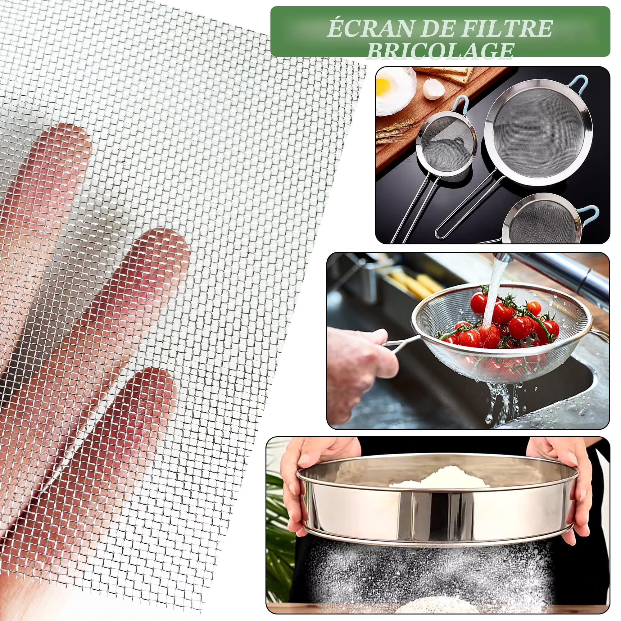 TINA Grille Métallique Fine 40 x 200cm Maille en Acier Inoxydable 304 Grillage Métallique Anti Rongeur Moustique Treillis Métallique Filet anti Insecte Grillage Voliere Jardin Garde Manger (20 Mesh)