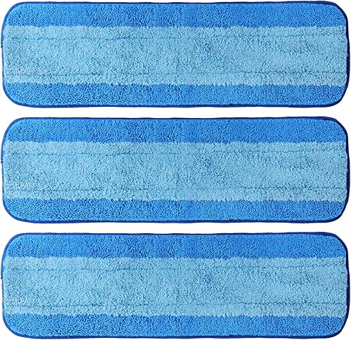 Miniatura 1 de Paquete de 3 almohadillas de limpieza de microfibra para trapeador Bona, almohadillas de microfibra reutilizables para trapeador de 18 pulgadas,