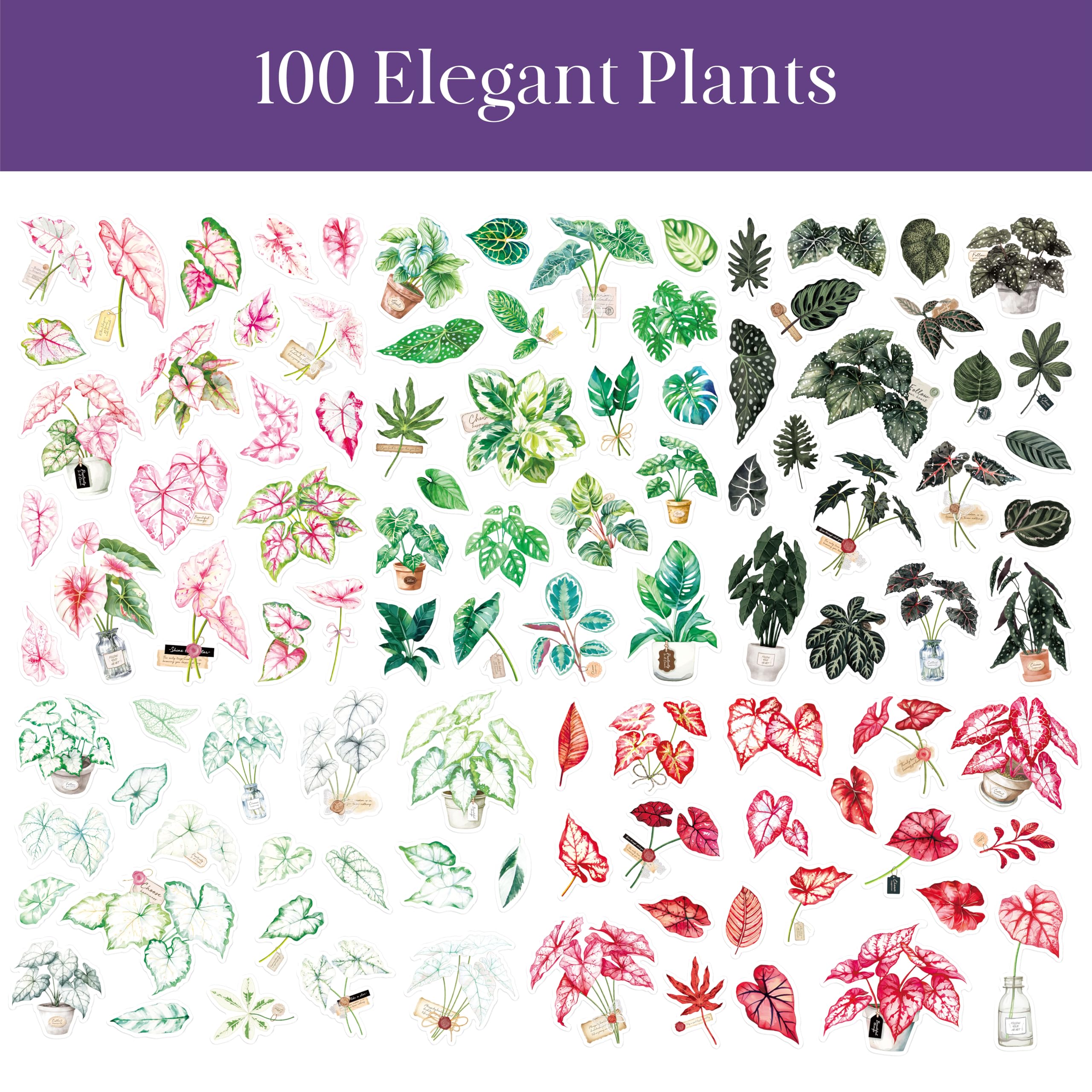 300 Stück Taro-Blatt-Sticker Aus PVC – Selbstklebend, Wasserfest, Für Scrapbooking, Laptop, DIY