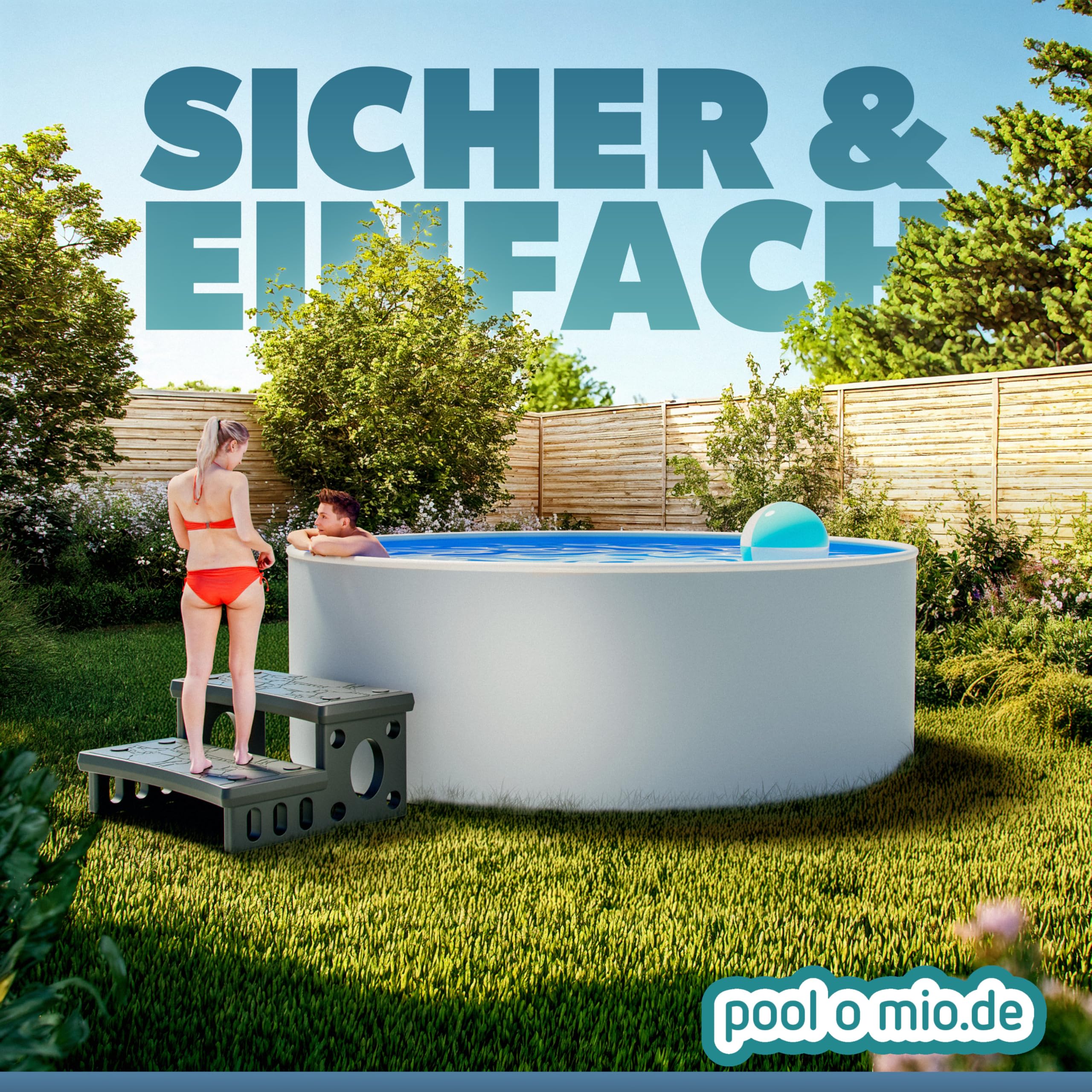 poolomio® Drabina schodowa do spa i jacuzzi | 2-stopniowa drabina rozłupująca z PCW | 70 x 65 x 24 cm | antypoślizgowa powierzchnia, łatwy montaż