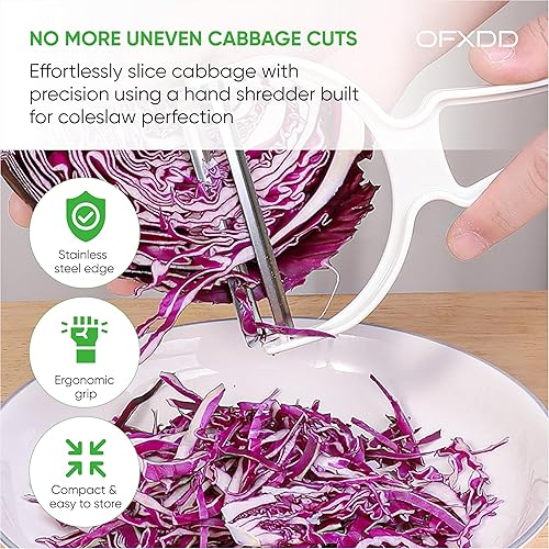 Miniatura 2 de Cortador de mano de col - Paquete de 2 - Cuchillo de ensalada de col - Trituradora para chucrut