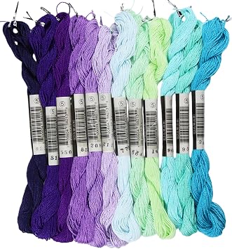 KCS 328 Yards300 Meters Mercerized Pearl Cotton Crochet Needlepoint Thread,Size 5, 12 skeins,Mixed Color 09