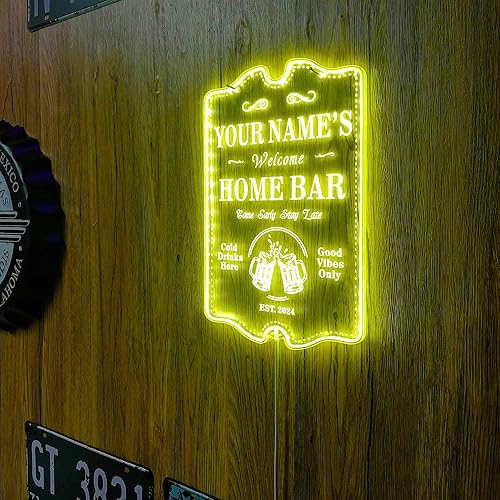 Vista 133 de ADVPRO - Letrero de luz LED de neón de doble color para el hogar, personalizado, con texto en inglés con «tu nombre y año de fundación», letrero