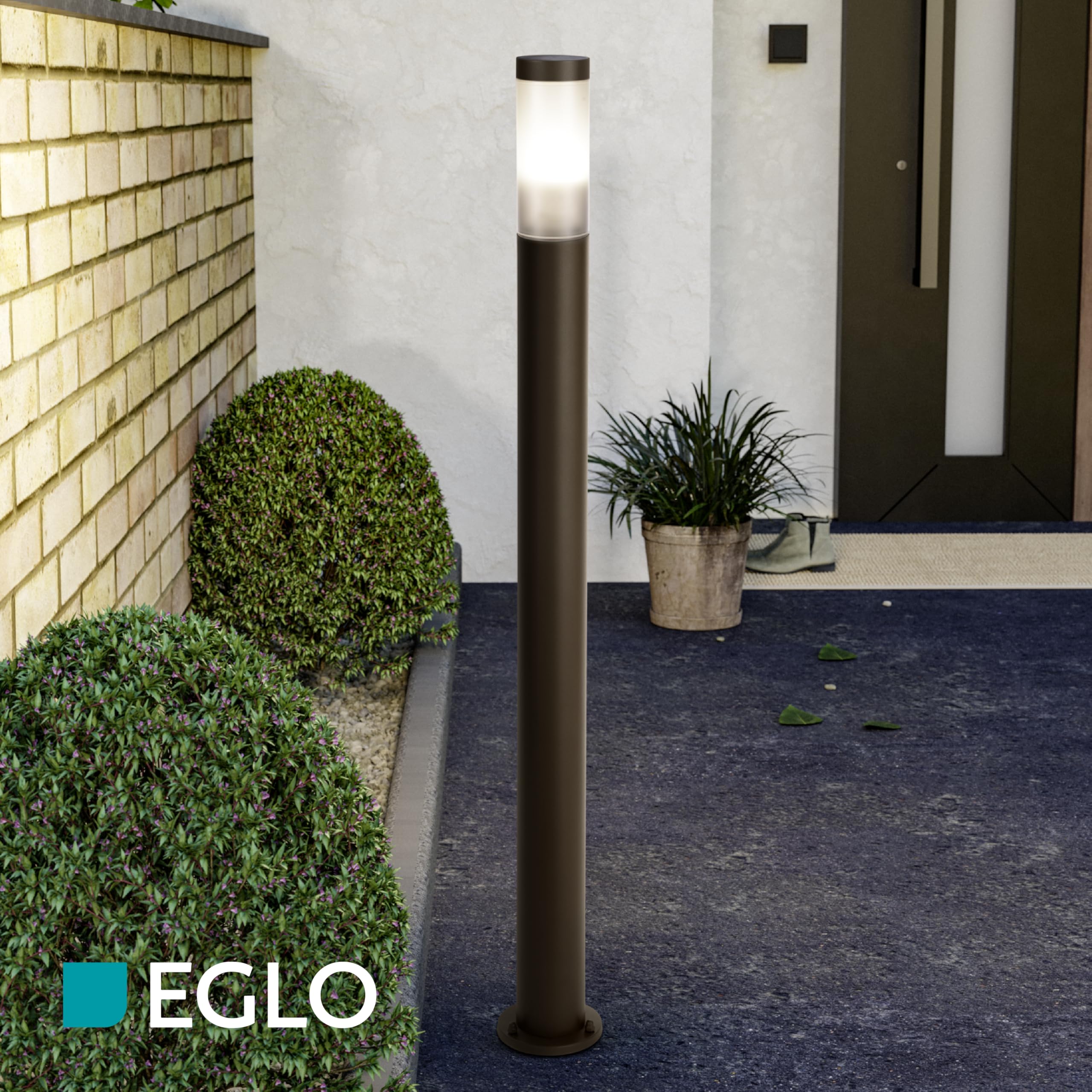 Eglo Lampada Helsinki da esterni, illuminazione a terra con rilevatore di | movimento, luce per giardini, patio, acciaio inox di colore marrone ruggine, IP44, altezza 110 cm, attacco E27