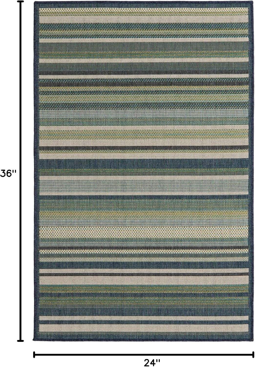 Rugs.com Baja Outdoor Collection Rug – 2' x 3' Blue Medium Rug Perfect for Entryways, Kitchens, Breakfast Nooks, Accent Pieces