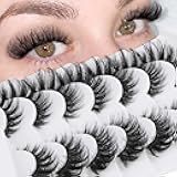 Fox False Lashes Fluffy Lashes Cat Eye Lashes that Look Like Extensions Natural Look Faux Mink Lashes Wispy Lash7 Pairs Multipack by Focipeysa