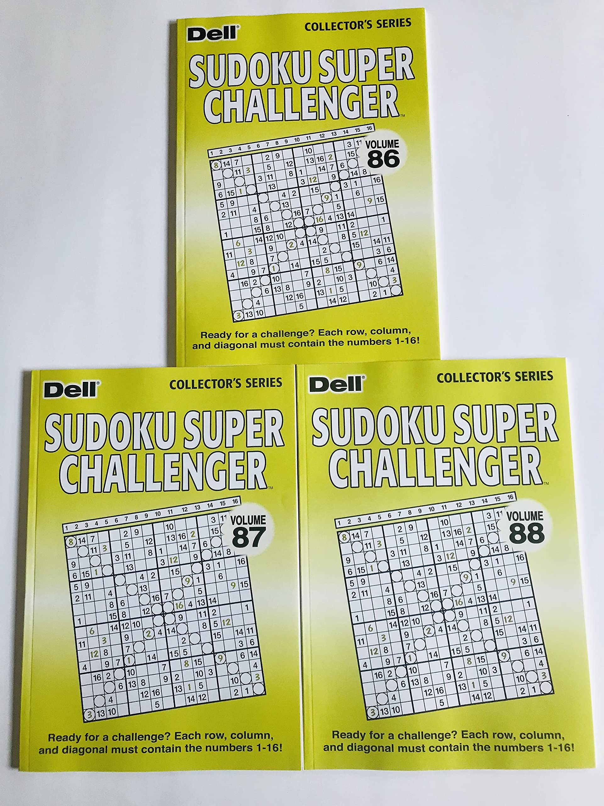Penny Dell Volume 86, 87, and 88 of Sudoku Super Challenger. 16 Grid Puzzles by Dell Penny Press Sun