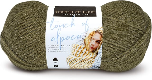 Lion Brand Yarn Company 674-132 Touch of Alpaca Yarn, Olive, One Skein