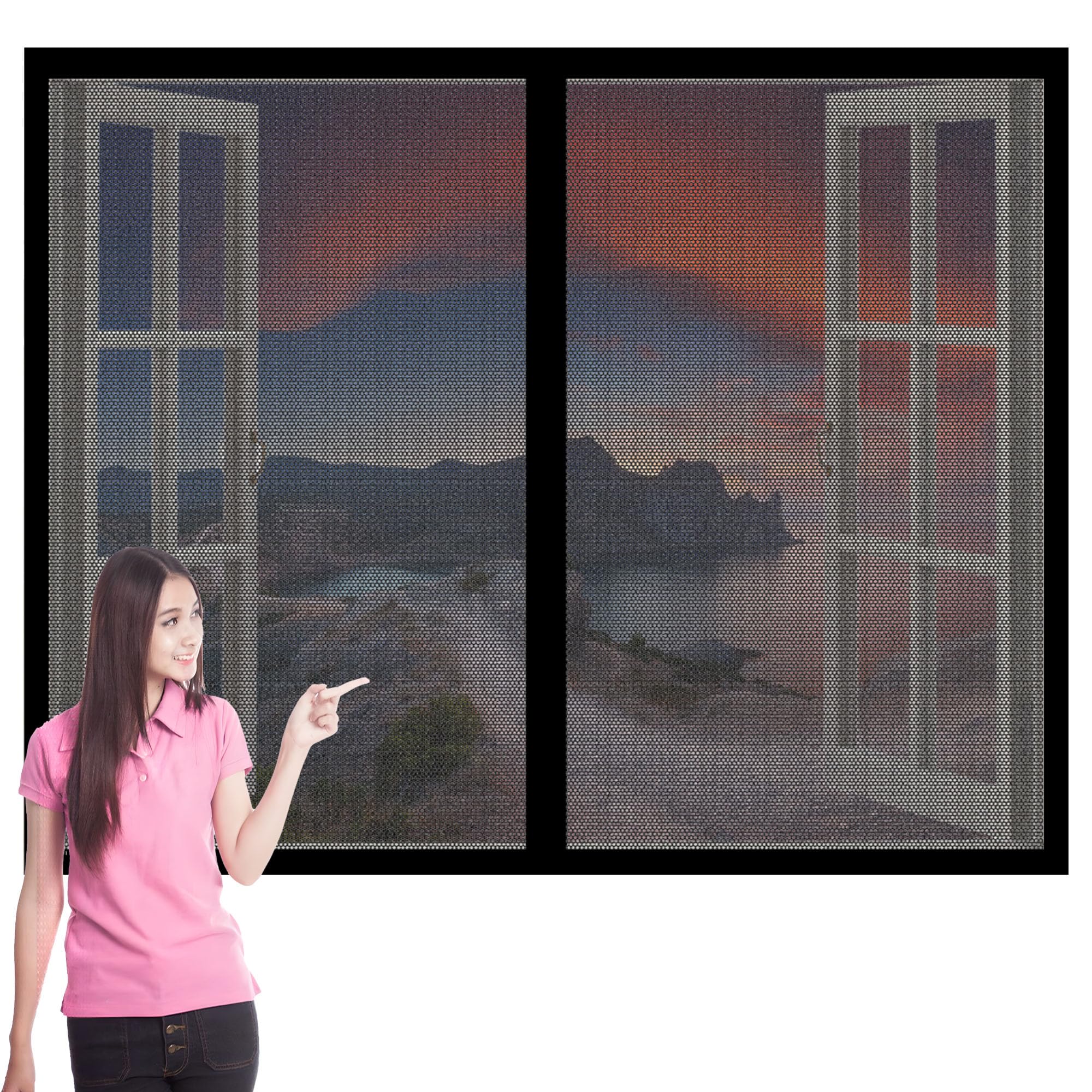DIY Fly Screen Windows 170 x 90 cm Selfadhesive Tape Window Mesh Insect Screen for Windows Custom Size for Doors and Patio Screens, Black