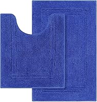 Vista 28 de SHACOS Juego de 2 alfombras de baño suaves y esponjosas de color blanco de 16 x 24 + 20 x 32 pulgadas, alfombras de baño antideslizantes y lavables