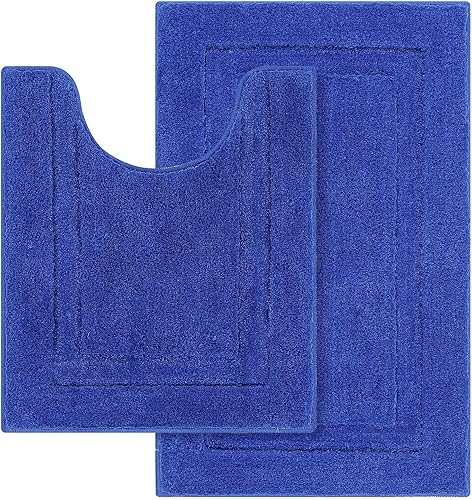 Miniatura 28 de SHACOS Juego de 2 alfombras de baño suaves y esponjosas de color blanco de 16 x 24 + 20 x 32 pulgadas, alfombras de baño antideslizantes y lavables