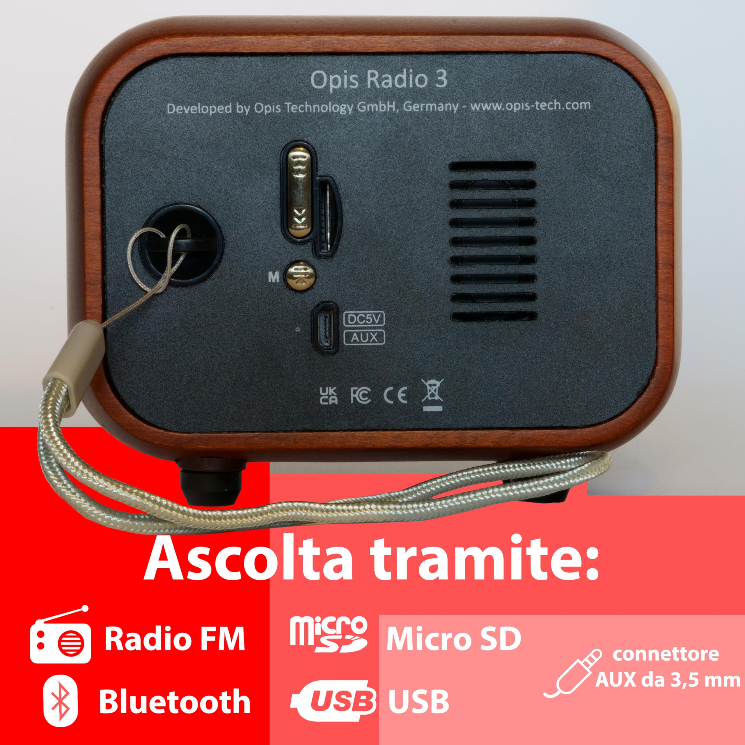 Opis Radio 3 - Altoparlante Bluetooth, design retrò, piccola radio con altoparlante Bluetooth
